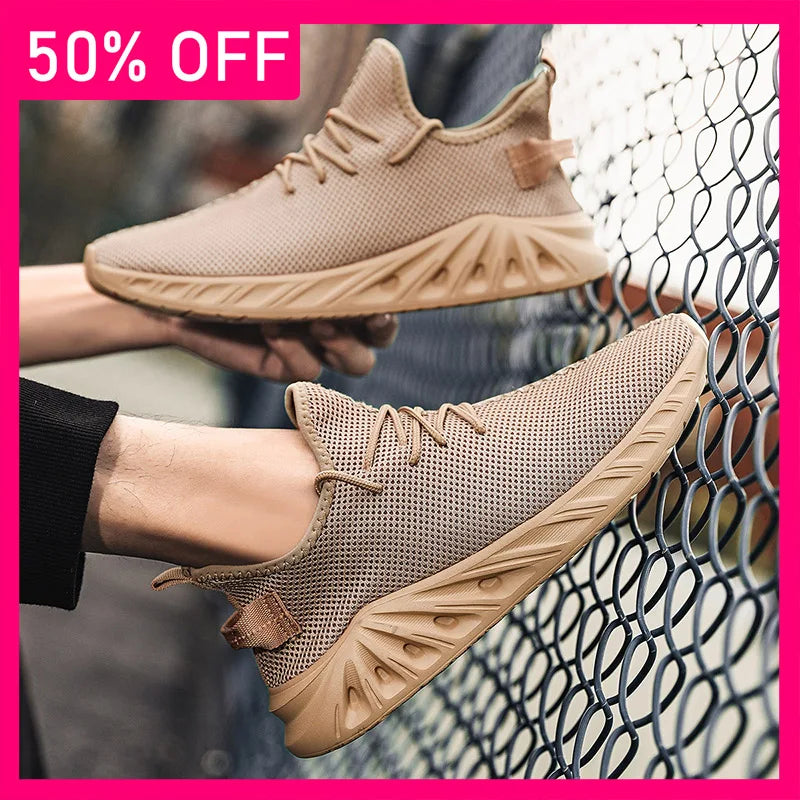 Men Sports Shoes Simple Mesh Breathable Outdoor Fitness Shoes New Soft Soled Anti Slip Rebound Comfortable Jogging Tennis Shoes