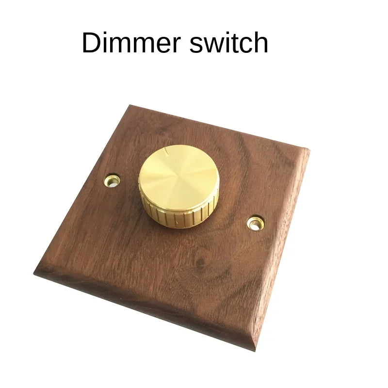 DepoGuye High quality retro American light switch socket, pure wood brass toggle switch plate, home &bed wall light switch