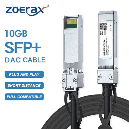 ZoeRax 10G SFP+ Twinax Cable, Direct Attach Copper(DAC) Passive Cable, 0.5-10M, for Cisco,Huawei,MikroTik,HP,Intel...Etc Switch