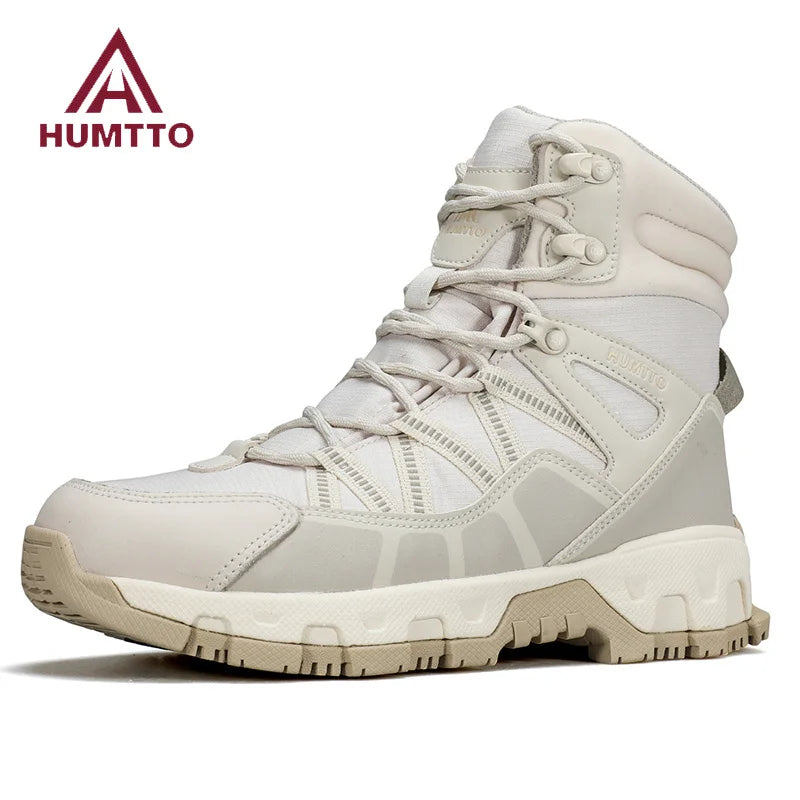 HUMTTO Winter Snow Women's Sneakers Leather Hiking Shoes Keep Warm Boots Woman 2024 Trainers Outdoor Women Casual Trekking Boots