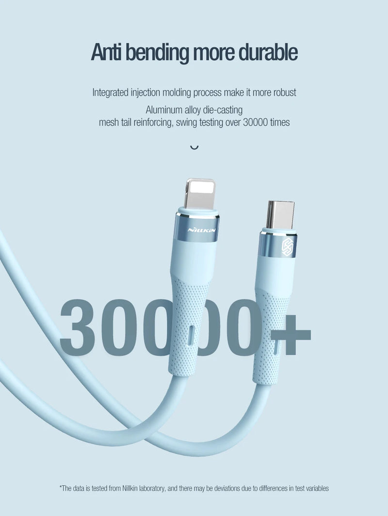 NILLKIN PD 27W Type C To Lightning Cable Fast Charge Efficient transmission liquid Silicone Cable For iPhone 14 13 12 Pro Max