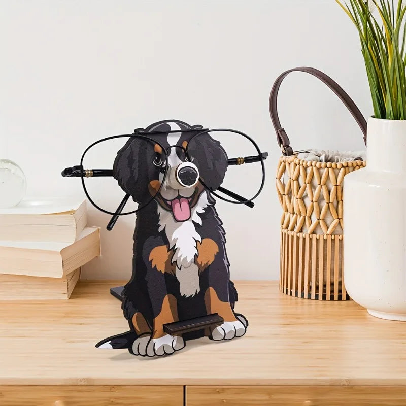 1pc Handmade Wood Shepherd Dog Glasses Holder - Wood Eyeglass & Fashion Glass Display Stand,for Nightstand, Home Office.