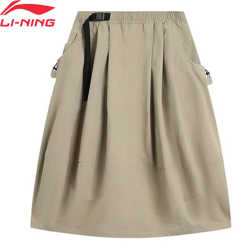 សំពត់វែងសម្រាប់នារីសម្រាប់ក្រៅផ្ទះ Li-Ning LN ការពារទឹក ចង្កេះអាចលៃតម្រូវបាន រ៉ូបកីឡាទាន់សម័យ LiNing ASKV294