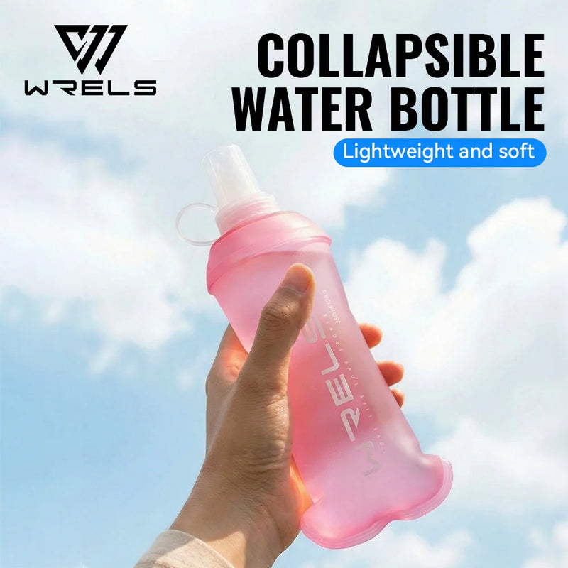 WRELS TPU Soft Folding Water Bottle BPA-Free Collapsible Flask Running Camping Hiking Travel Convenient Lightweight Water Bottle