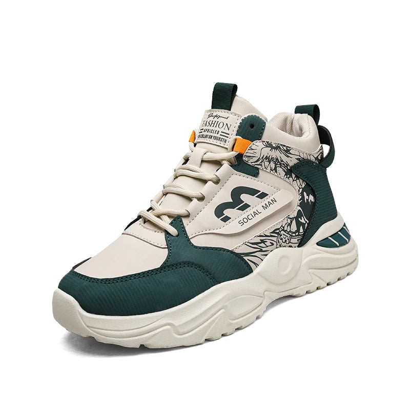 Men's boots spring and autumn new Joker high-top casual boots fashion soft-sole non-slip outdoor youth comfortable sports shoes