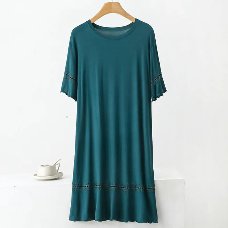 Large Size Modal Night Wear For Women Nightie Oversized Short Sleeve Nightgowns Female Lounge Nightdress New Vestido Mujer