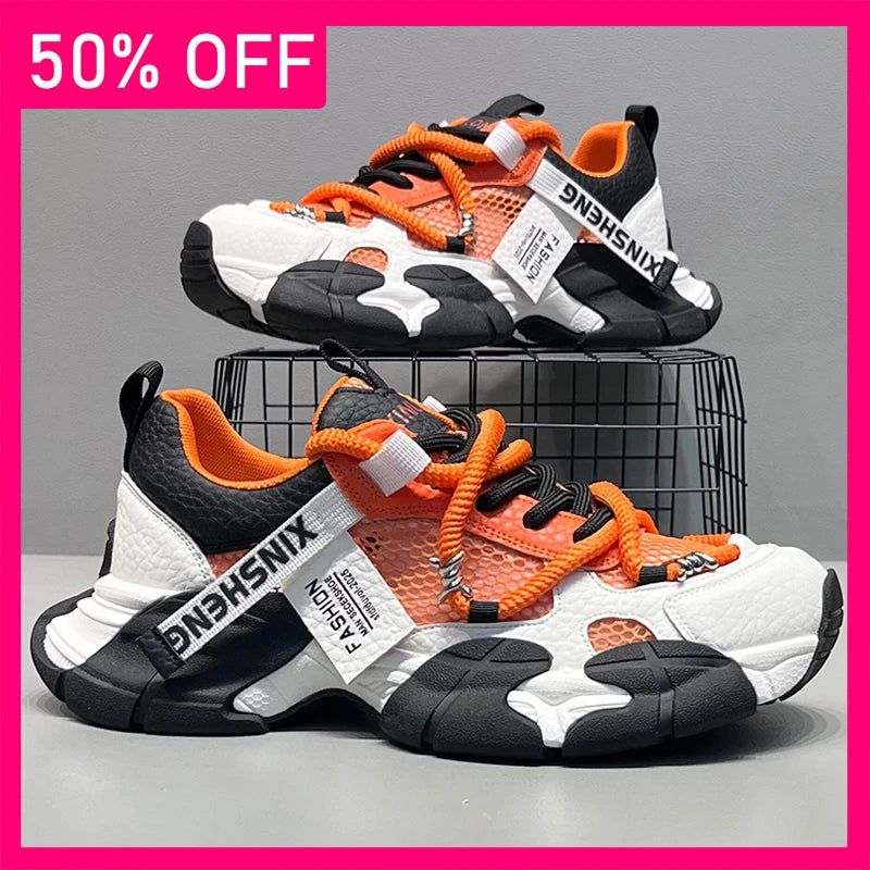 Men Sports Shoes Summer New Soft Sole Rebound Trend Mesh Breathable Versatile Street Running Anti Slip Tennis Shoes for Men