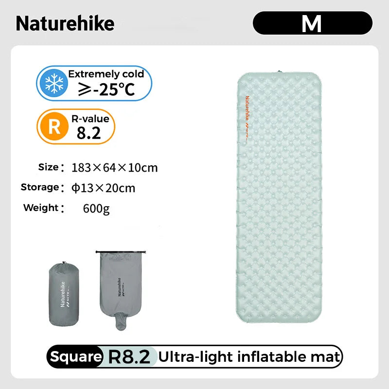 Naturehike R8.2 Inflatable Mattress Sleeping Pad Ultralight Camping Mat Air Mattress Hiking Travel Outdoors Backpacker Camp Mat