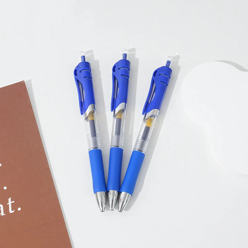 10pcs press-type Gel Pen Set,Point 0.5Mm,Retractable Plastic Round Body,Black/Blue/Red Ink,for School And Office Stationery.