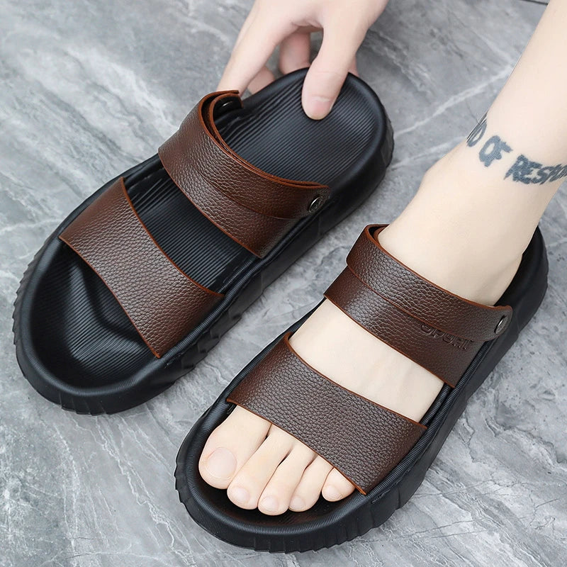 Men's thick sole simple casual sandals summer outdoor soft sole comfort beach shoes fashion dual-purpose sports walk slippers