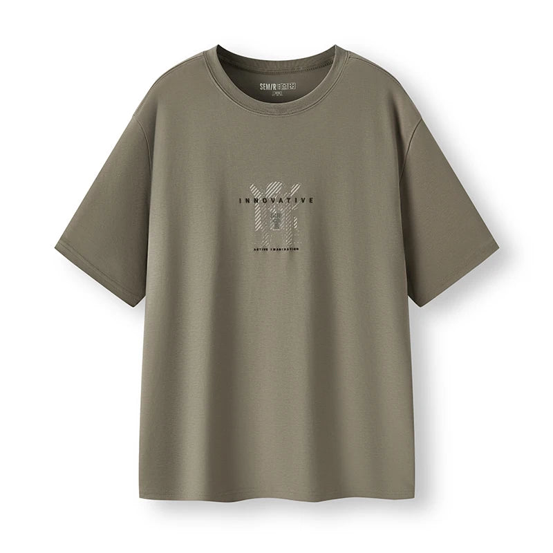 Semir Mens Tshirt 2026 Gradient Letter Printed Premium Texture Casual Versatile Soft Comfortable Daily Wear