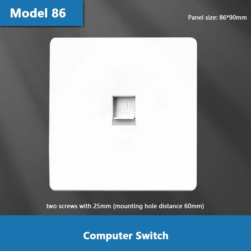 UK Standard Power Socket 13A Dual USB Plug Type-C Wall Outlet,1/2/3gang 2way Switch, White Universal 5pin Wall electrical socket