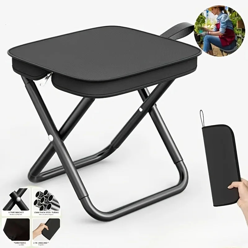 1pc Heavy Duty Foldable Stool Holds 120kg Anti-Collapse Carbon Steel Oxford Seat Camping Fishing Beach Hiking,camping stool