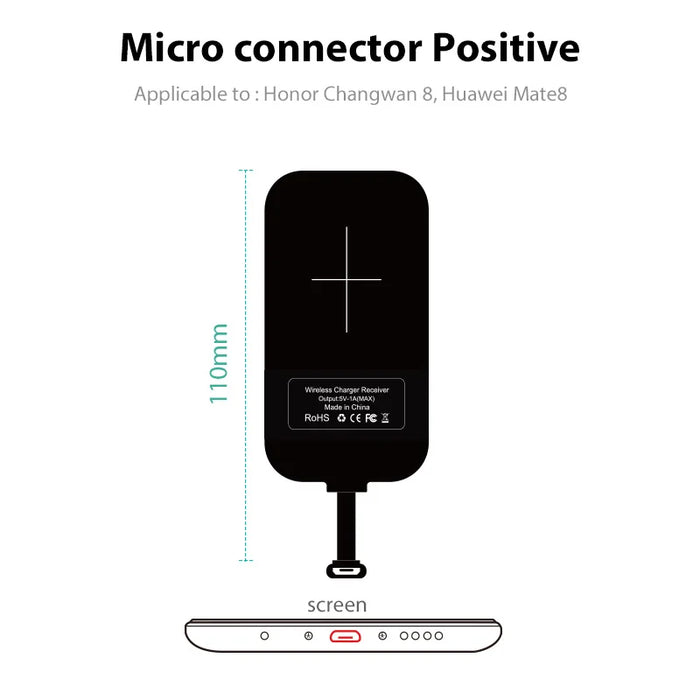 Type C Wireless Charging Receiver, Nillkin Magic Tag USB C Qi Wireless Charger Receiver Chip for Google Pixel 2 XL OnePlus 7/7+ fo Micro USB A CHINA