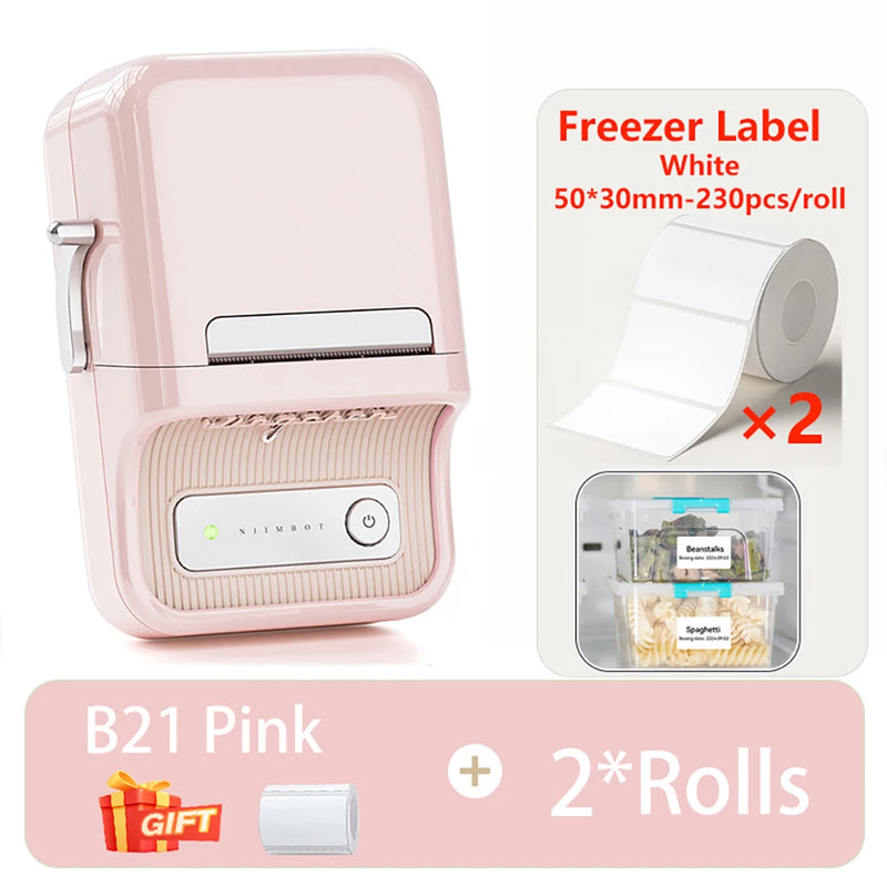 NIIMBOT B21 Kitchen Label Printer 20-50mm Wireless Thermal Label Maker with Freezer Labels Inkless Adhesive Sticker for Home