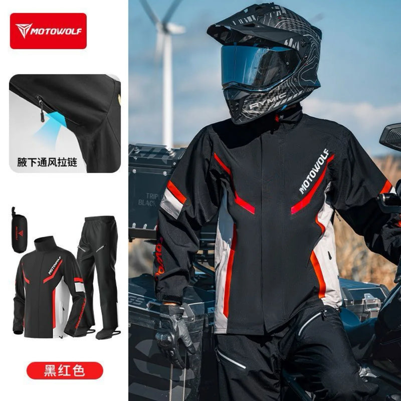 ឈុតអាវភ្លៀងជិះម៉ូតូ MOTOWOLF អាវការពារទឹក ការពារព្យុះភ្លៀង អាវសម្រាប់ជិះលេងក្នុងពិធីជួបជុំ ការពារភ្លៀងសម្រាប់អ្នកជិះតែម្នាក់