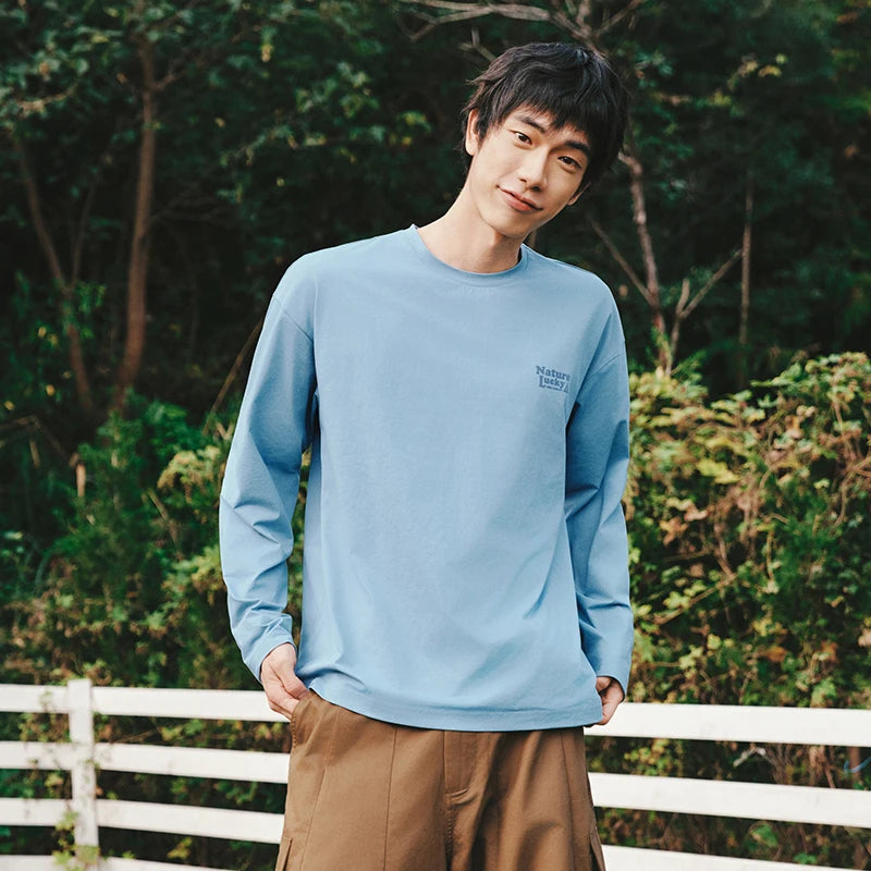 Semir Quick Dry Tshirt Men 2026 Spring Pattern Crew Neck Slightly Loose Letter Print Casual Versatile Basic Inner Layer Top