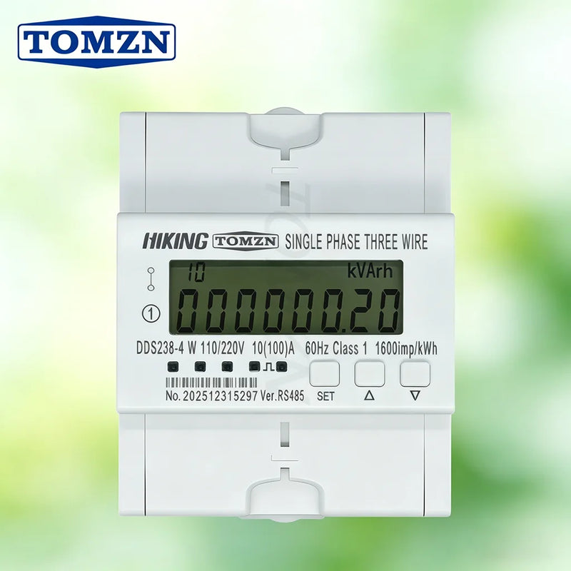 TOMZN DDS238-4 W L1/L2 FM2S Bi-directional Active Energy Meter  100A, RS485, Phase Voltage/Frequency 50/60Hz