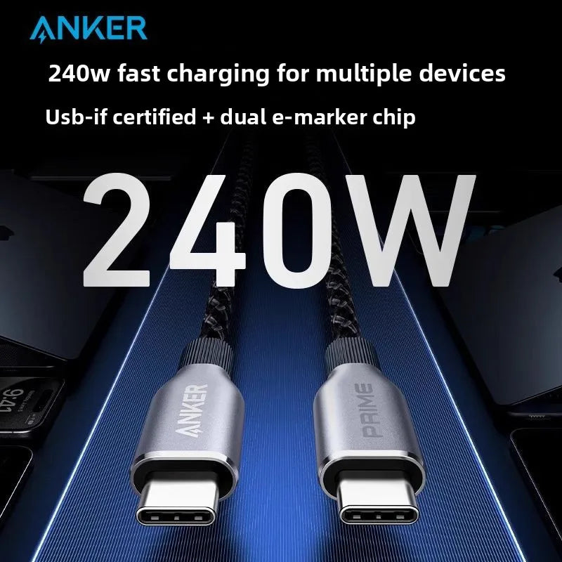 ខ្សែសាកទិន្នន័យ ANKER Prime PD240W ប្រភេទ Dual Typec ស័ក្តិសមសម្រាប់ Apple 16 Mobile MacBook សាកថ្មលឿន
