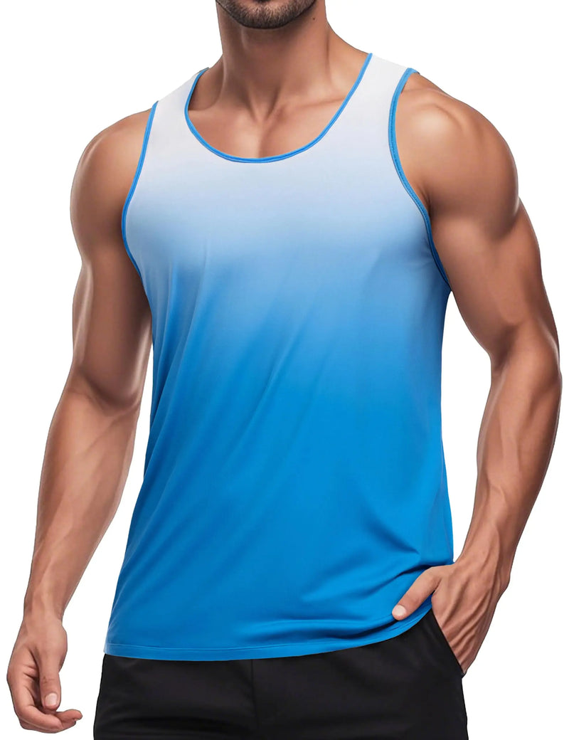 TACVASEN Men's Summer UPF 80+ Quick Dry Muscle Tank Tops Colorful Workout Stretchy Sleeveless Shirts Gym Athletic Swim Tee Tops
