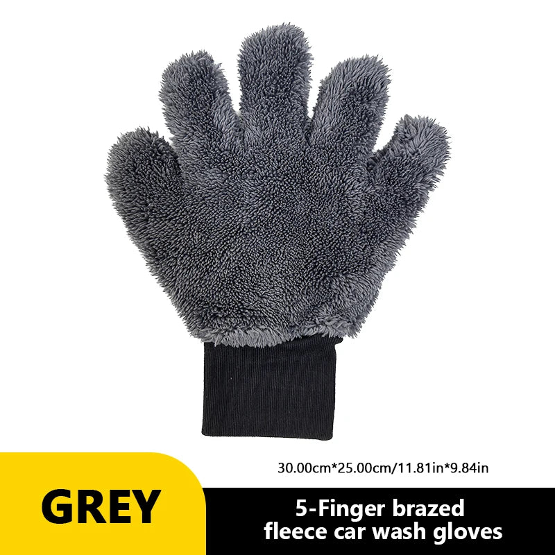 SEAMETAL 5 Finger Car Wash Microfiber Mitt Double Side Scratch Free Cleaning Gloves Dusting Mitts for Car Cleaning Accessories