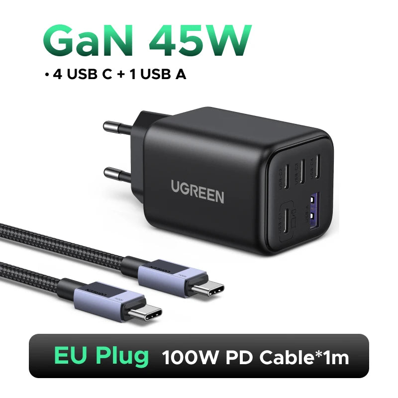 UGREEN 45W GaN Charger PD 3.0 UFSC PPS 5 Ports For iPhone 18 17 16 Pro Max Samsung S26 Xiaomi Tablet iPad Air USB C Fast Charger