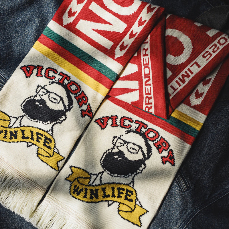 Maden Champion Fan Scarf Contrast Jacquard Pattern Scarf with Fringe Soft & Warm Winter Neck Wrap for Unisex Versatile Wear