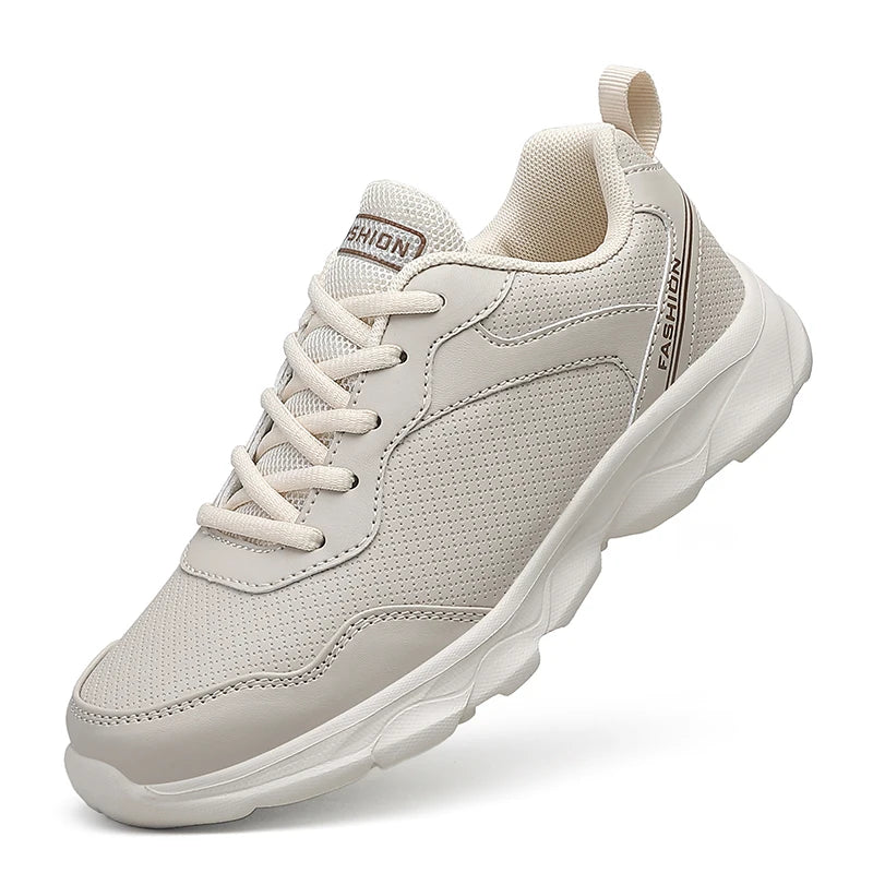 Womens Running Shoes New Leather Lightweight Fashion Casual Lace-up Sneakers Flat Comfortable Tennis Shoes for Women