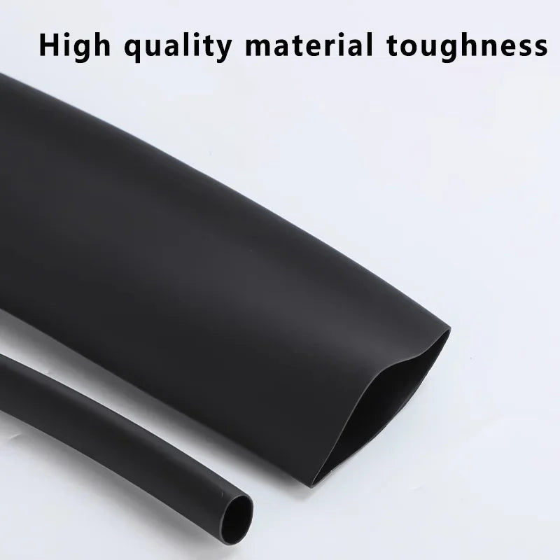 50Meters 3:1 Dual Wall Heat Shrink Tubing – Black Adhesive Lined Polyolefin Cable Sleeve for Waterproof Insulation, Wire Repair