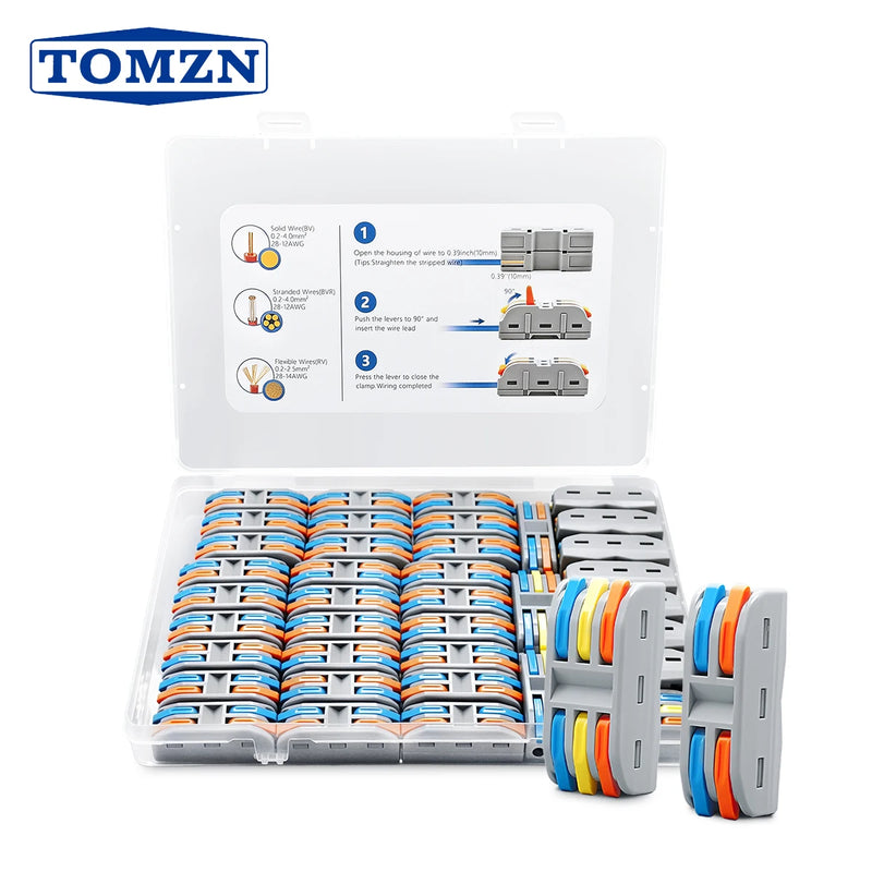 TOMZN 38PCS Lever Wire Connectors Set 28PCS 2In 2Out 10PCS 3In 3Out Quick Splicing Terminal Blocks 32A 250V for 28-12AWG