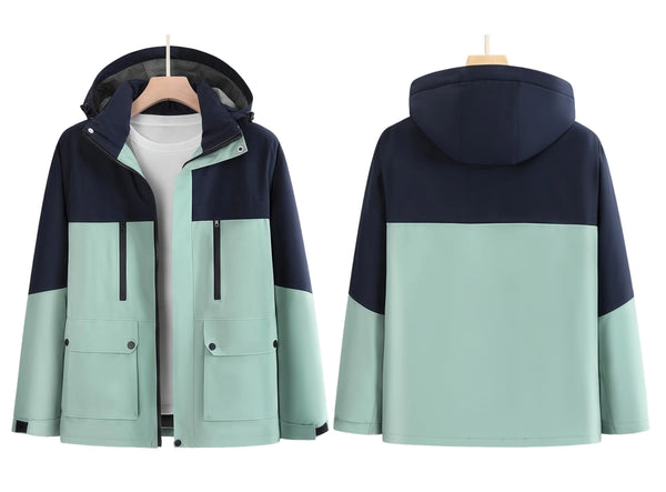 Outdoor travel  graphene heat-resistant  raincoat with fleece windproof and waterproof detachable cap workwear Climbing