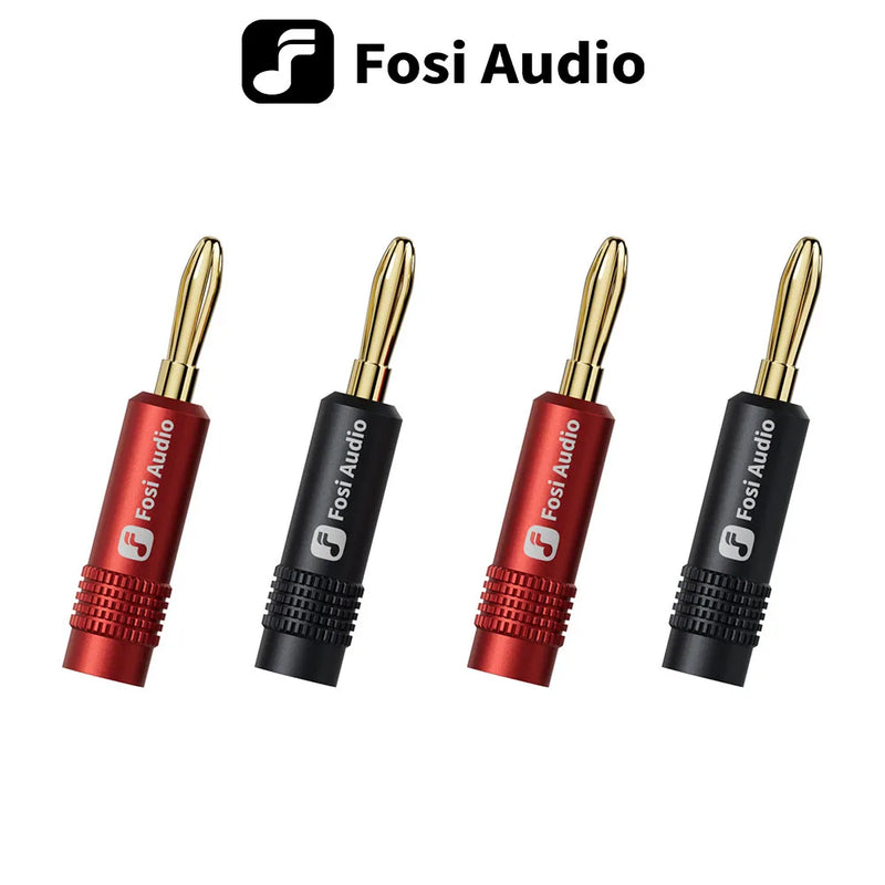ឌុយចេក Fosi Audio 2 គូ/4 ដុំ ពណ៌ខ្មៅ និងក្រហម 24K មាស សម្រាប់ភ្ជាប់ជាមួយឧបករណ៍បំពងសម្លេង ឧបករណ៍បំពងសម្លេង និងឧបករណ៍ទទួល