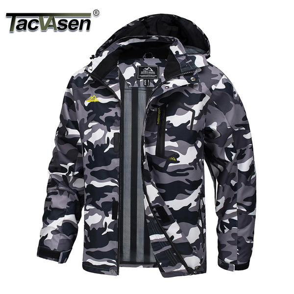 TACVASEN 2025 Lightweight Waterproof Rain Jacket Mens Mesh Lined Outdoor Windbreaker Fishing Hiking Jacket with Detachable Hood