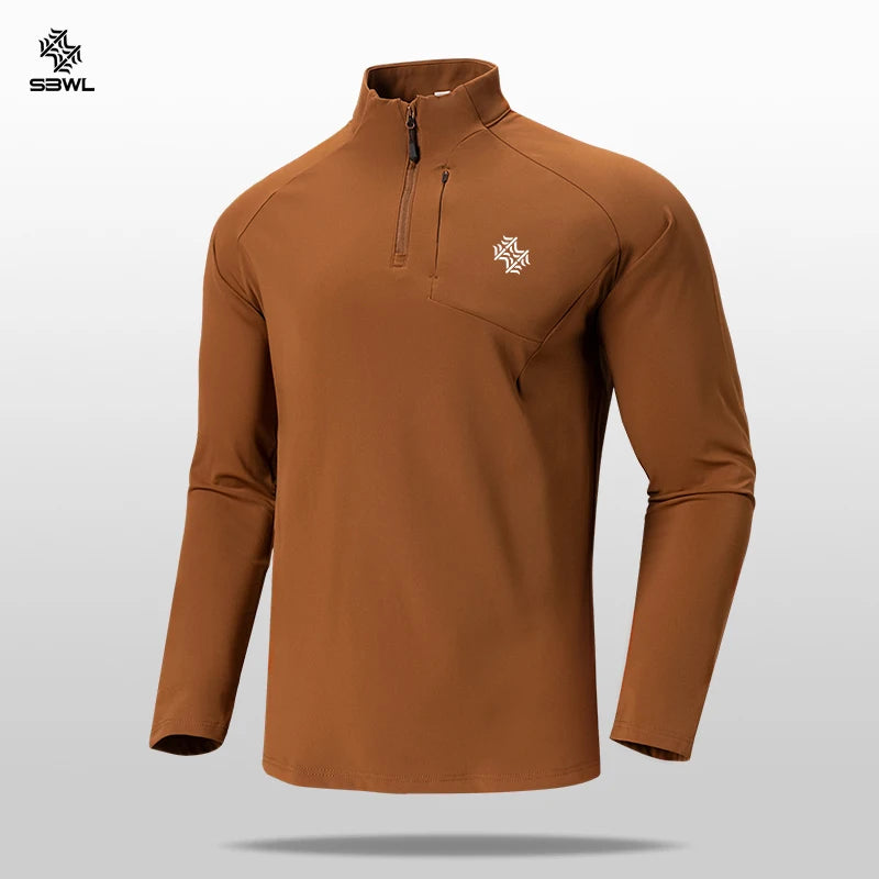 SBWL Autumn/Winter New Men's Outdoor Sports With a Base Shirt Running Skiing Mountaineering Fitness Sports Long Sleeve T-Shirt