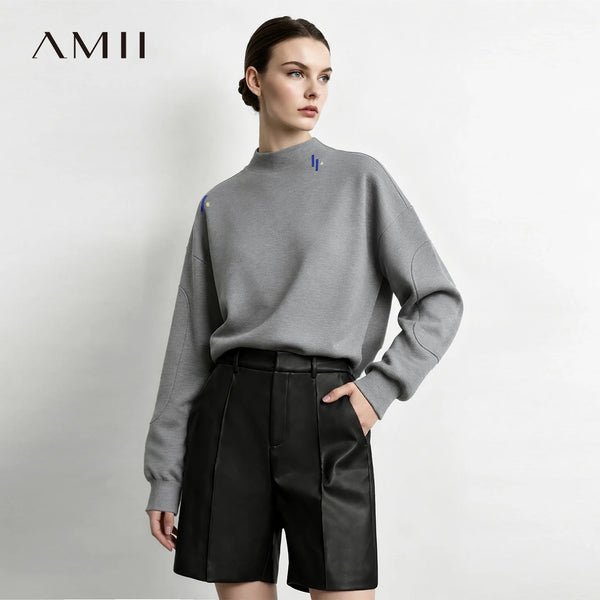 អាវក្រៅ Amii ទំហំធំសម្រាប់នារី ប៉ាក់ស្មាចុះក្រោម ធម្មតា ក អាវក្រៅរដូវស្លឹកឈើជ្រុះ សម្រាប់នារី 12623123