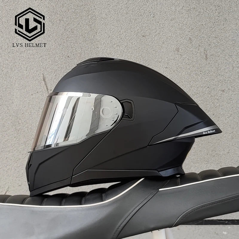 Modular Flip Up Motorcycle Helmet Dual Visor Big Rear Spoiler DOT Approved Full Face Motorbike Racing Safety Helmet Casco Moto