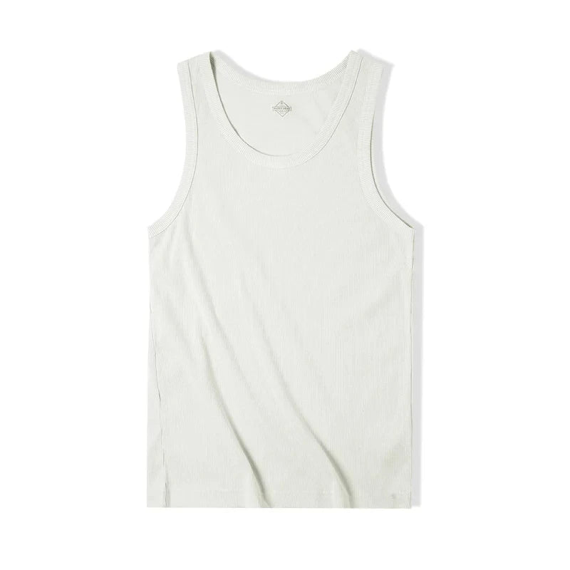 Maden Casual Men's Sleeveless Tank Tops Heavyweight Solid Color Ribbed Vest for Summer Slim Fit Sports Fitness Training T-shirt