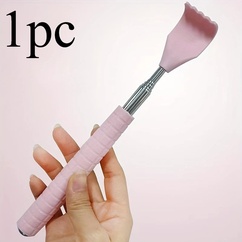 Extendable Back Scratcher, Stainless Steel Portable Telescopic Rubber Handle Back Scratchers，Portable Acupoint Massager scalable