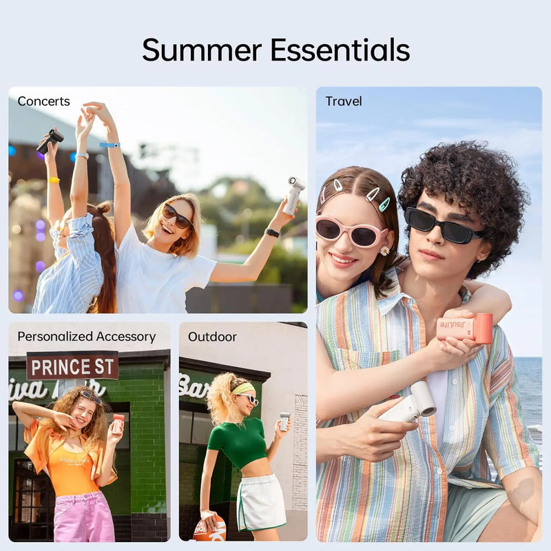 JISULIFE Handheld Turbo Fan,Super Strong Wind,5 Speeds,Long Battery Life,5000mAh,USB Rechargeable,Multipurpose Pocket fan