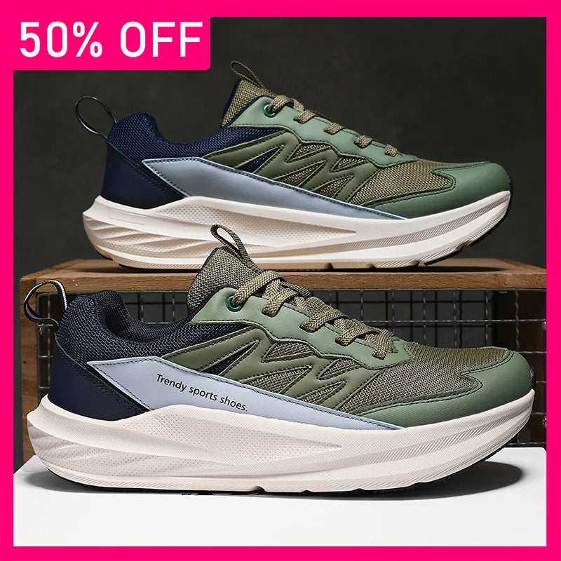 Men Sports Shoes Marathon Sports Breathable Light Wide Last Women Comfort Fashion Flat Bottomed Non Slip Casual Fitness Shoes