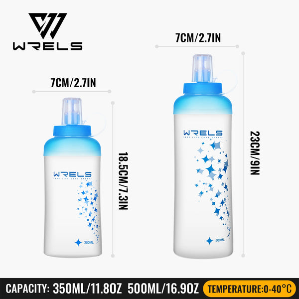 WRELS Soft Flask Collapsible Water Bottle BPA Free Leak Proof TPU Ultralight Running Hiking Cycling Climbing Squeeze Bottle