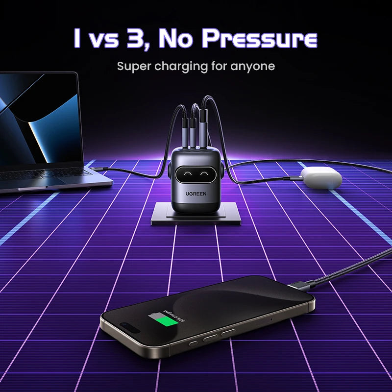 【US Plug】UGREEN 65W 30W GaN Charger Robot Design QC4.0 3.0 PPS for iPhone 18 17 16 Pro Macbook Laptops Tablet PD3.0 Fast Charg