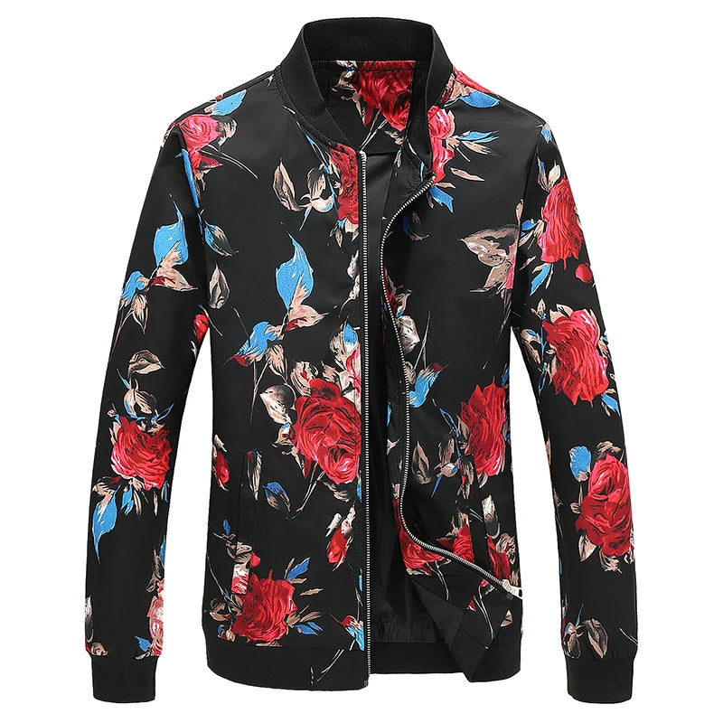 2026 New Baseball Collar Men's Long Sleeve Printed Jacket, Chinese Style Print Zipper Control Coat, Asian Size M-6XL.