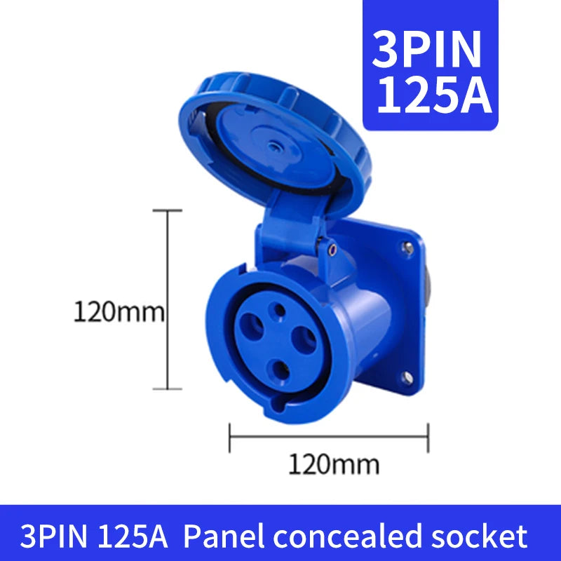 Waterproof Industrial Plug3 Pole 4 Pole 5 Pin dustproof socket IP67 Male and Female 63a 125a Mounted industrial socket 380V 415V