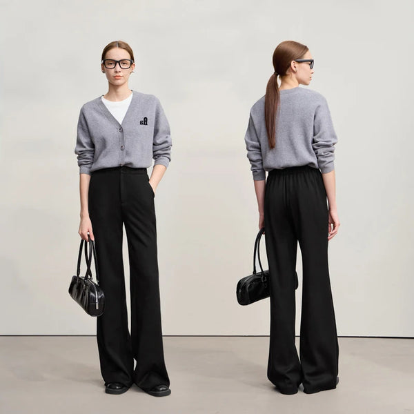 AMII Minimalism Pants For Woman 2026 Winter New Commuter Knitted Wide-leg Pants Casual Loose Versatile Woman Trousers 12544092