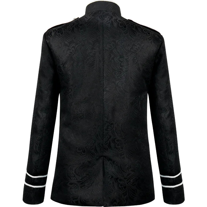 2026 New Men's Black Steam Punk Jacket, Gothic Beige Coat, Single-breasted Stand-up Collar Victorian Coat, 2025 New