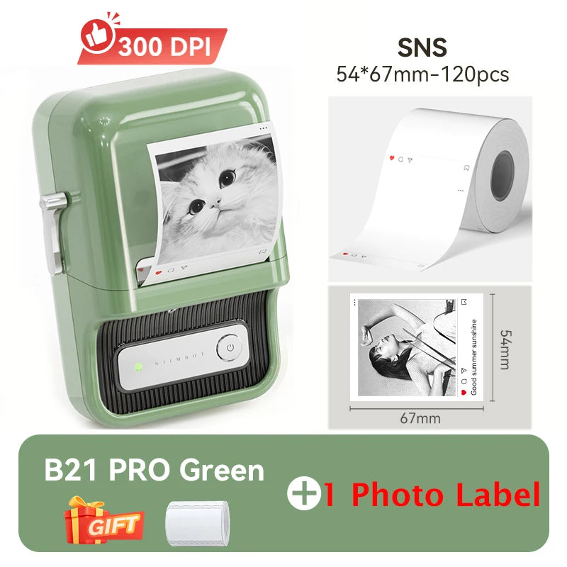 Niimbot B21 Pro 300DPI HD Printing Portable Thermal Printer Self-adhesive Label Printer Sticker Maker For Photos Receipts Note