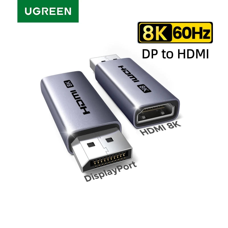 UGREEN Displayport to HDMI Adapter 8K 60Hz Displayport DP to HDMI Converter, Uni-Directional Display Port to HDMI Converter