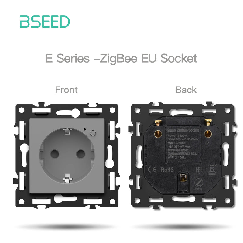 BSEED 1/2/3/4Gang Zigbee Click Switch Part Plastic Frame Smart Dimmer Curtain Switch Function DIY Part EU Smart Socket Parts