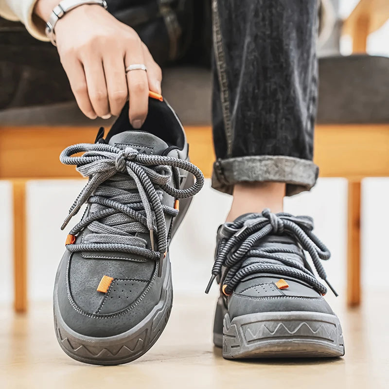 Men's shoes four season new thick bottom shoes fashion casual shoes student flat shoes non-slip soft sole outdoor walking shoes